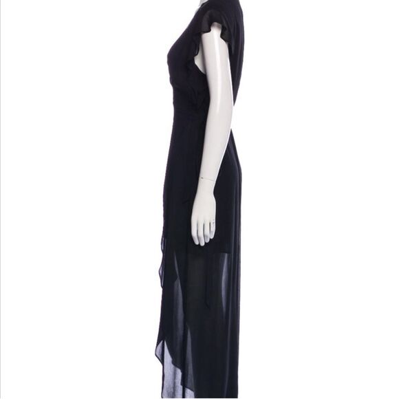 Reformation Charlene Wrap Midi Ruffle Dress Black - Picture 4 of 11